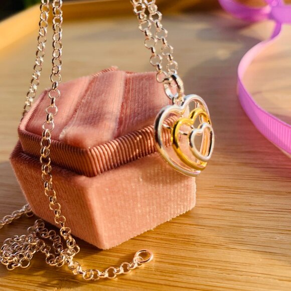 Tous 3D Wired Heart Pendant Silver Gold - Picture 10 of 14